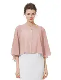 BEAUTELICATE Chiffon Stola Damen Elegant Bolero Cape Ärmellos Schultertuch Leichte Brautjacke Cardigan für Abendkleid Brautkleid Hochzeit Festlich Sommer, Kurzer Stil - Dusty Rose
