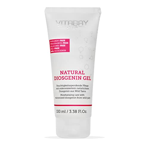 Vitabay Natural Diosgenin Gel 100 ml | Vaginal Creme | 80% Yamswurzel Extrakt | 64% Diosgenin | Extra stark | Nano-frei | Für empfindliche Hauttypen | Laborgeprüft & hergestellt aus hochwertigen Rohstoffen