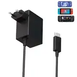 Switch Ladekabel Kompatibel mit Nintendo Switch/Switch Lite/Switch OLED/Switch Deck Dock/Switch Pro Controller Unterstützt TV Modus, 39W Switch Netzteil Typ C Schnelllades Ladegerät mit 1.5M/5FT