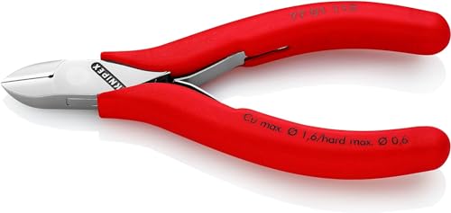 KNIPEX Elektronik-Seitenschneider mit durchgestecktem Gelenk mit rutschhemmenden Kunststoff-Hüllen 115 mm 77 01 115