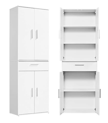 mokebo® Mehrzweckschrank 60cm Breite mit Schubladen 'Der Praktische', großer Büroschrank o. Aktenschrank, auch als Schuhschrank oder Apothekerschrank in 60x180x34 cm (B/H/T) in Anthrazit-Schwarz