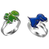 BelleVive 2 Stück Stimmungs-Dinosaurier-Ringe-Set, Farbwechsel, Emotionsgefühl, Temperatur, Fingerring, verstellbar, Tier, lustiger Schmuck, Party-Spielringe, Geburtstagsgeschenk