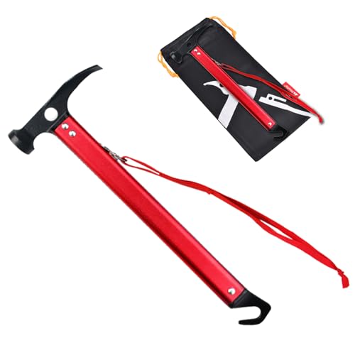 TRIWONDER Camping Zelt Hammer Leichte Outdoor-Multifunktions Hammer Aluminium Hammer mit Zelt Stake Remover für Regenfliege Tarp (Rot)