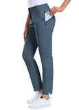 Hiverlay Damen-Golfhose, Stretch, Arbeitshose, Knöchel, mit Taschen, schnell trocknend, gerade, Business, Freizeit, Wanderhose, Blau, S