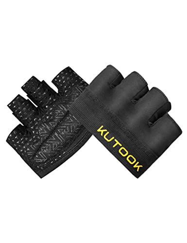 KUTOOK Fitness Handschuhe Herren Damen Krafttraining Trainingshandschuhe Rutschfester Silikon Atmungsaktive Gewichtheben Handschuhe für Gym Kraftsport Sport Crossfit Training Schwarz M