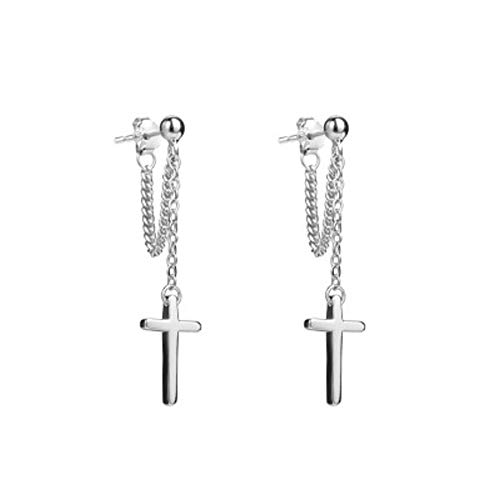 Kreuz Ohrhänger 925 Sterling Silber Kette Tropfen für Damen Herren Punk Kugel Ohrstecker Hypoallergen Christlich Religiöser Schmuck