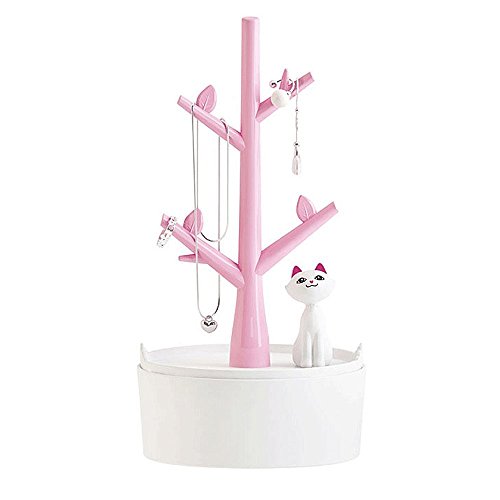 Fantes Cat & Tree Schmuckhalter, Organizer für Schmuck, Halsketten, Ohrringe, Armbänder, Haarbänder rose