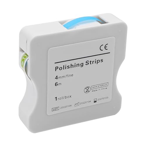 Alnicov Zahnschleifpapier, Zahnpolierstreifen, 4 mm Breite, 6 m/Rollen/Box, Zahnschleifpapier, Interdental-Schleifwerkzeuge zum Polieren von Zähnen