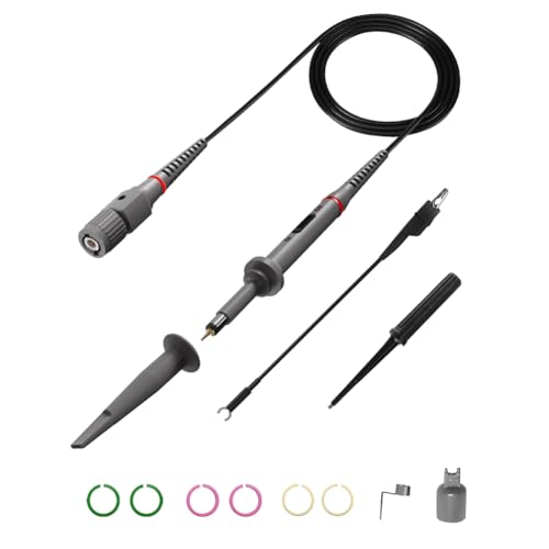 HANMATEK Sonde Passive d'Oscilloscope HM5060 60Mhz 1X 10X avec Pince de Mise à la Terre Tige de Réglage et Capuchon de Protection avec Crochet