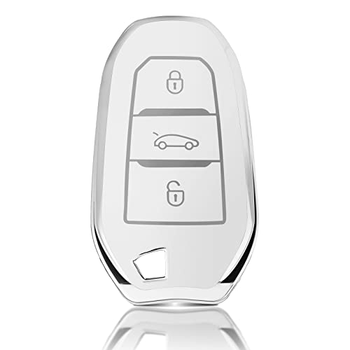 OFFCURVE Autoschlüssel Hülle Schlüsselhülle, Schlüsselcover Schlüsselgehäuse Schutzhülle 3 Tasten Passt für Peugeot 3008 5008 208 308 408 508 307 Citroen C1 C3 C4 C5 Grand Picasso DS3 DS5 Cactus C3XR