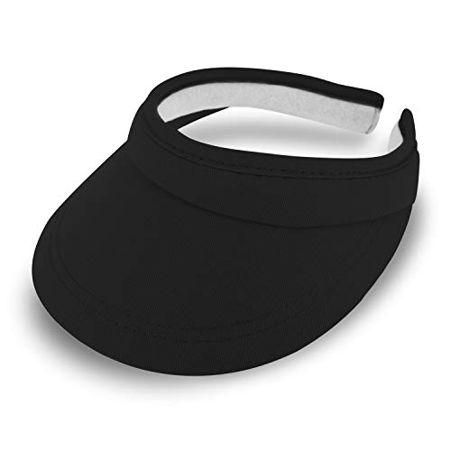 fiebig Visor | Schattenspender für das Gesicht | Clipvisor in One Size | In vielen Farben aus 100% Baumwolle | Sommerkappe mit Frotteeband Innenfutter | Sonnenschutz Schirmcap (schwarz)