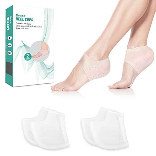 Dyroe Fersenpolster 2 Paare Gel Fersenschutz Silikon Pads -Ferse Socken Heel Cups Ferse Gel Fersenschoner für Fersensporn Plantarfasziitis, Sehr Geeignet für Fersenschmerzen, Trockene Rissige