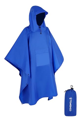 TOMSHOO Unisex Veste de Pluie Poncho, blau, One Size