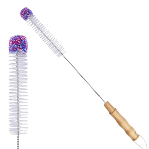 Gvolatee Flaschenbürste Lang 45cm, Reinigungsbürste mit Weicher Plüschbommel, Flaschenreiniger Bürste, Reinigungsbürsten Flasche, Flaschenbürsten Flaschen, Flaschenreinigung Tassenbürste