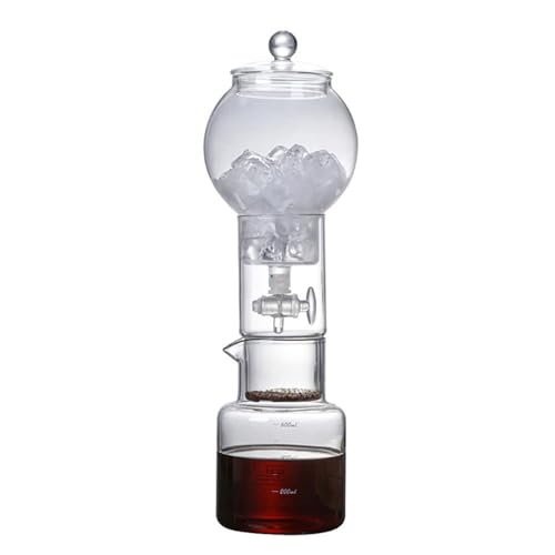 Cold Brew Dripper-Kaffeemaschine, 600-ml-Glas-Cold-Brew-Maker mit Dripper mit einstellbarer Rate, Cold Brew Drip Tower, Tropftyp-Kaltextraktionskaffeemaschine for Eiskaffee und Eistee(Color:Clear)