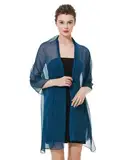 BEAUTELICATE Damen Stola Crepe Schal für Abendkleide Sheer Leichter Umschlagtücher Tüch Wrap Sommer für Braut Festlich Hochzeit (Teal Blue, Einheitsgröße)