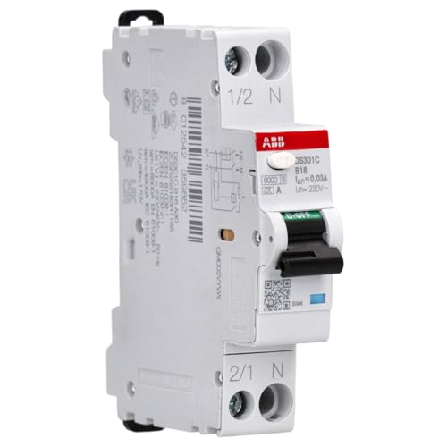 ABB DS301C B16 A30 FI/LS-Schalter RCBO 6kA, 1P+N, Typ A, B16, 30mA 1 Teilungseinheit B-Charakteristik 2CSR255163R1165