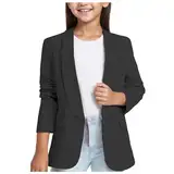 Mädchen Blazer Elegant Anzug für Mädchen Revers Langarm Mode Trenchcoat Jacke Mit Doppelter Seitentasche Arbeitsanzug Mit Offenem