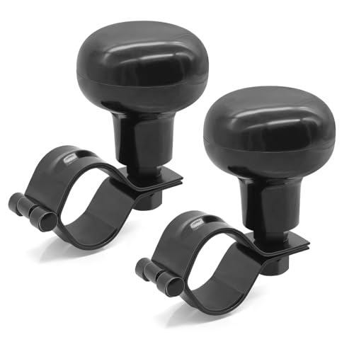 Piuluvor® 2 Stück Universal Lenkradknauf Spinner, Lenkknauf Auto, Lenkhilfe Lenkradknopf, Lenkrad Knauf für Auto LKW Traktor Gabelstapler Rasenmäher Boot (Schwarz)