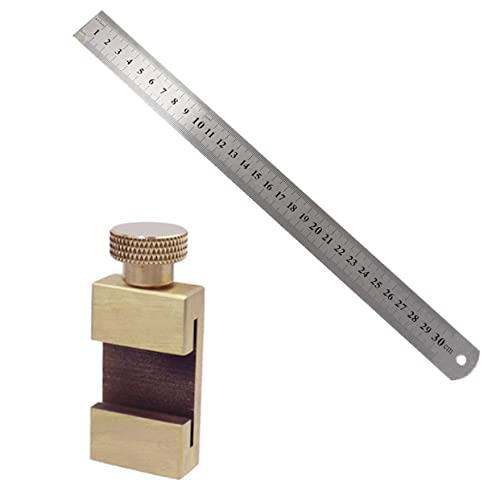 SHINEOFI 1Satz Holzarbeiten Messuhr Mit Brass Limitstopper Präziser Markierungs Und Positionierungsblock Für Manuelle Holzbearbeitung Für Stahllineale