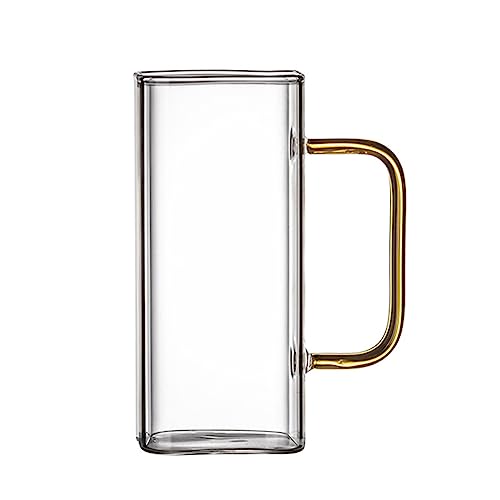 QIIIMSLSS Eleganter quadratischer Glasbecher, quadratisch, Bierkrüge, wiederverwendbar, Wasserbecher, Getränkebecher für Zuhause und Küche