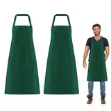 FUIPVGI 2 Stück Kochschürze für die Küche, Übergröße Kochschürze, Küchenschürzen für Männer Damen mit 2 Taschen zum Kochen, Grillen, Malen, Hausarbeit, Kellner (Grün) (Grün)