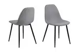 AC Design Furniture Linea Esszimmerstühle 4er Set, B: 44,5 x T:56 x H: 84 cm, Hellgrau/Schwarz, Stoff/Metall, 4 Stk