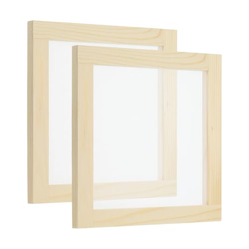 PATIKIL 7,9"x7,9" Holz-Papiersieb, 2er-Pack Papierherstellung Rahmen Papierherstellung Deckle für DIY Papierhandwerk Trockenblumenhandwerk, Naturfarbe