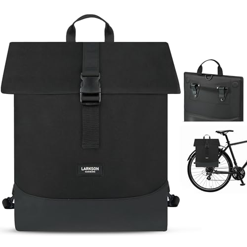 LARKSON Fahrradtaschen für Gepäckträger Damen & Herren Schwarz - Tammo Bike - 2 in 1 Fahrrad Tasche Rucksack & Gepäckträgertasche Hinten - Wasserabweisend