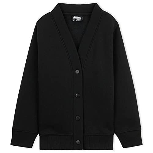 CityComfort Strickjacke für Jungen - Modische Cardigans Schwarz Marineblau Mit Durchgehender Knöpfung - 3-14 Jahre (Schwarz-1er Pack, 5-6 Jahre)