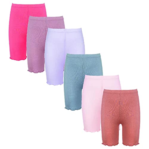 dPois Mädchen 6er Set Leggings Kurz Baumwolle Shorts Radlerhose Boyshort Höschen Fahrradhose mit Rüschen Saum Kinder Sport Radfahren Kurze Hose Typ E 80-92/1-2 Jahre