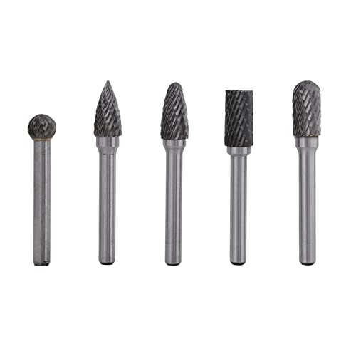 Rotationsfeilen, 5 Teile/Satz Wolframstahl-Schleifgrat 6 Mm Schaft 10 Mm Kopf Rotationsschneider Bits Kit für Schleifbohrer, DIY Holzbearbeitung, Rotationswerkzeuge