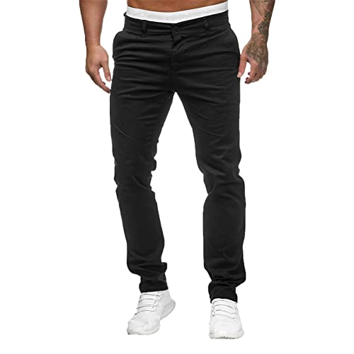 Herren Hose Jogger Chino Cargo Jeans Hosen Stretch Sporthose Herren Hose mit Taschen Slim Fit Freizeithose(Black,XXL)