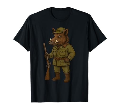 Lustiger Wildschwein Jäger – Wildjagd T-Shirt