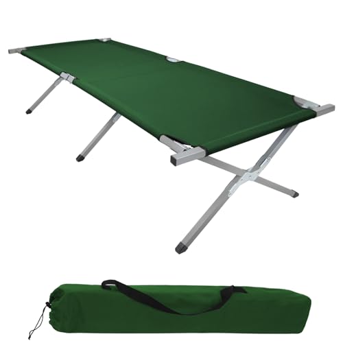 BB Sport Feldbett XXL Klappbett 210 x 72 x 45 cm Camping Bett bis 200 kg Belastbar Tragbar Klappbar Liege Reise Bequem Stabil, Farbe:Green