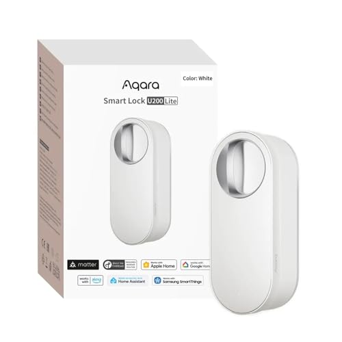 Aqara Smart Lock U200 Lite, Matter over Thread, Smartes Türschloss mit Aufladbarem Akku und Leiser Modus, Elektrisches Türschloss, Unterstützt Apple Home, Home Assistant, Google Home, Alexa, Weiß