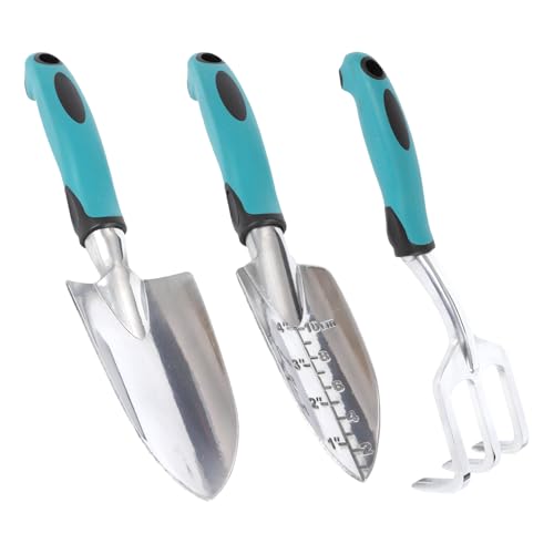 Gartengeräte, Gartengeräte-Set, Leichte Aluminiumlegierung Rostbeständig, Gartengeräte-Set, ideale Gartengeschenke, Gartengeräte mit Handschuhen (3 Stück)