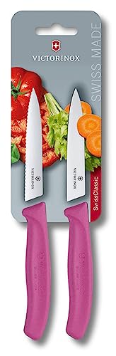 Victorinox Swiss Classic, Profi Gemüsemesser-Set, Extra Scharf, Rostfreier Stahl, Robuster Kunststoffgriff, Swiss-Made, pink