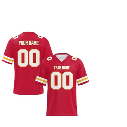 Generic Herren American Football Shirt, Rot, Einheitsgröße, Schmetterlingärmel, Sport-Jersey, Unisex-Erwachsene, Männer, American Football Shirt Herren
