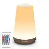 Auxmir LED Nachttischlampe Touch Dimmbar mit 13 Farben und 4 Modi, USB Aufladbar Nachtlicht mit Fernbedienung, Nachtlampe mit Timing Funktion für Schlafzimmer Camping, Dunkelbraun