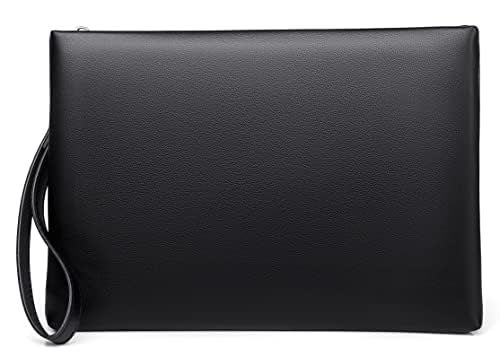 FSD.WG Herren Clutch Bag Handtasche Leder Reißverschluss Große Geldbörse Clutch Geldbörse mit Geld, schwarz, L, Leger