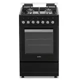 Simfer FS 5031-1 Schwarz, 50 cm Standherd, Gaskochfeld mit Elektro-Backofen, 48 Liter Garraum | Grillfunktion, Mechanischer Timer, Elektrische Taktfunkenzündung…