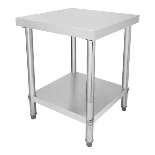 Edelstahl Arbeitstisch 61x61x93.5cm Edelstahl Tisch 2 Etagen Edelstahl Catering Arbeitstisch 100kg Gesamtbelastbarkeit Küche Edelstahltisch Höhenverstellbar Work Table