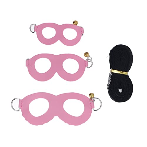 Set aus Geschirr und Leine für Hamster, Laufweste aus weichem, geschmeidigem Leder, Glöckchen, 3 Größen, ideal für Hamster (Pink)