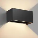 vatato LED Wandleuchte 24W, 3000K Außenlampe Außenleuchte Warmweiß, IP65 Innen/Aussen Aluminium Wandlampe, Außenwandleuchte Mit Einstellbar Abstrahlwinkel, Schwarz