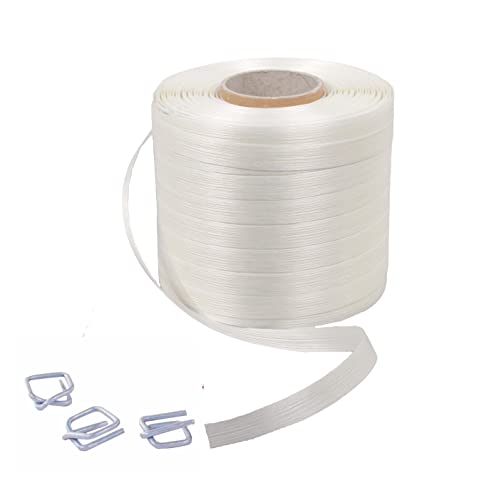 Kortpack Umreifungsset | 500 Schnallen (Klemmen) 16 mm + 1 Rolle Polyesterband 16 mm x 850 m | Komplettset für Transportsicherung und Verpackung