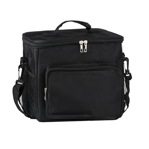 XiangJunly 10 L isolierte Lunchtasche, thermische Picknicktaschen, faltbare Kühltaschen, tragbare Lunchbox Taschenhalter Kühltasche für Männer/Picknick/Schule/Büroarbeit (Schwarz)