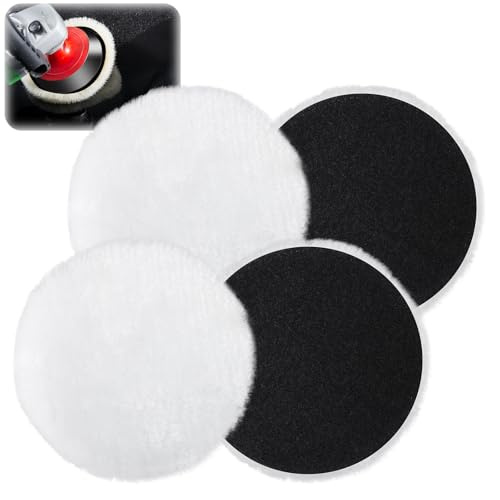 Polieraufsatz Kompatibel mit Bosch Exzenterschleifer, 4 Stück Ø 125 mm Lambswool Polierscheiben, Polierpads für Auto, Korkboden, mit Klett
