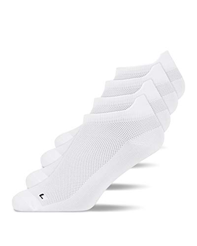 Snocks Kurze Laufsocken für Damen und Herren 4 Paar - Rutschfeste und Atmungsaktive Sportsocken - Running Socks ideal für den Sport - Gr. 39-42 - Farbe Weiß