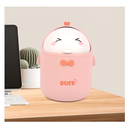 LOBVABA TischmüLleimer Mit Deckel,Süße Cartoon Tisch Mülleimer,für BüRos, Kinderzimmer, Schminktisch, Wohnzimmer (Rosa)